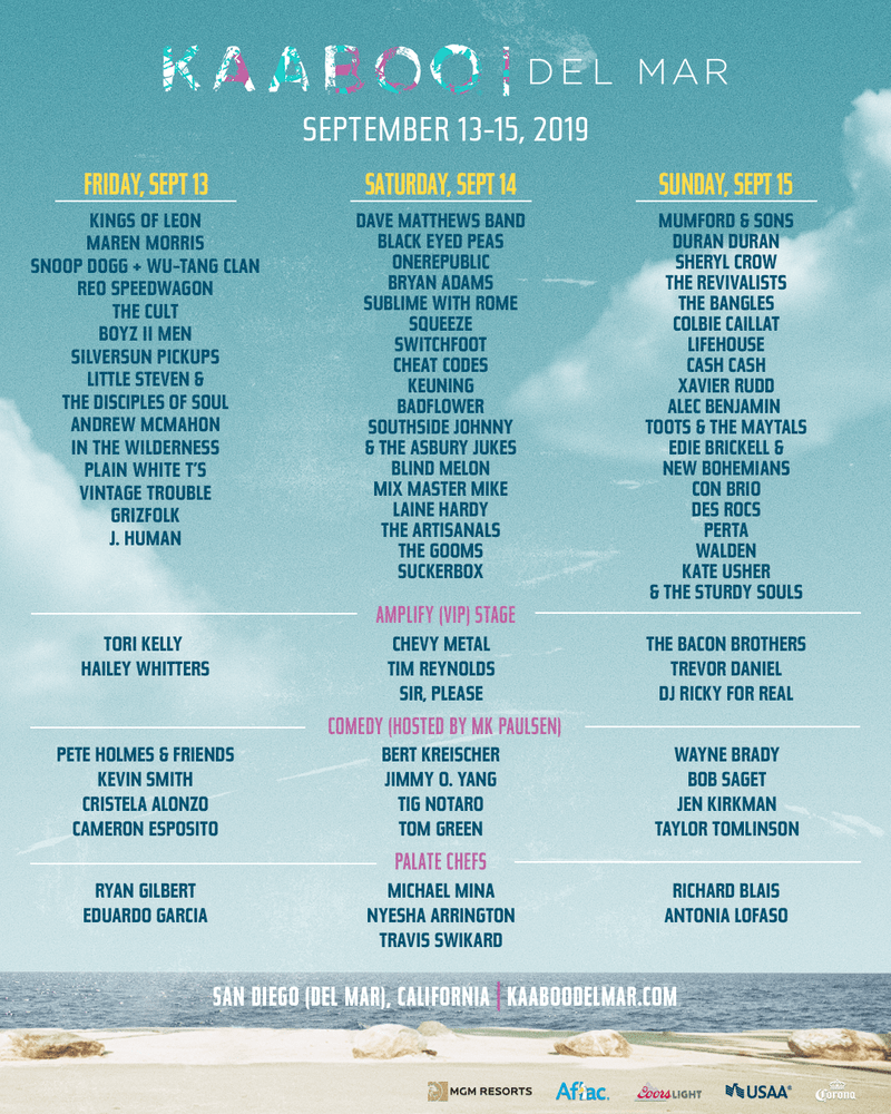 KAABOO Del Mar Daily Lineup Poster